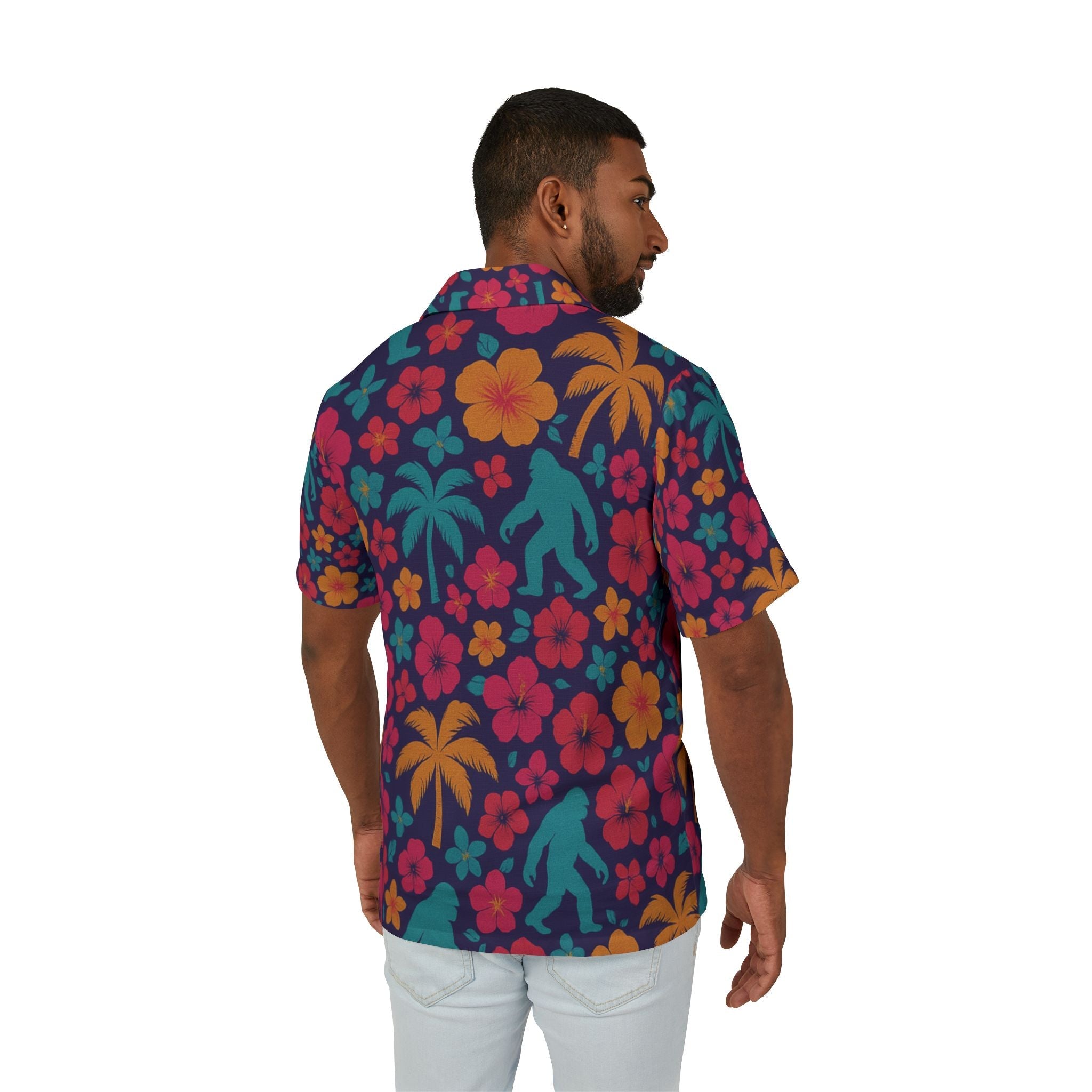 Bigfoot Hawaiian Shirt – Retro Tropical Sasquatch Beachwear for Men
